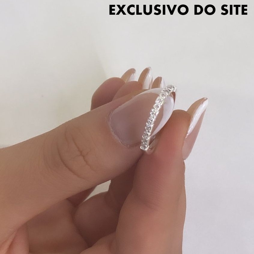 Anel Meia Aliança Zircônias