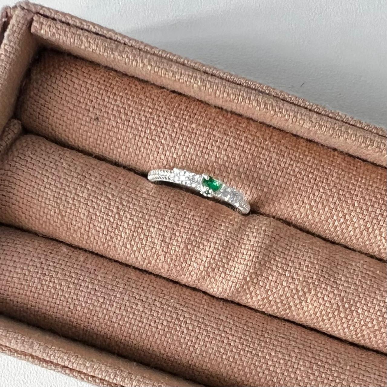 Anel Prata 925 Verde Renda Italiana