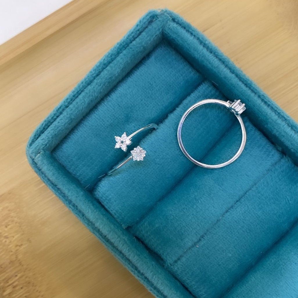 Anel Regulável Flor Zircônia