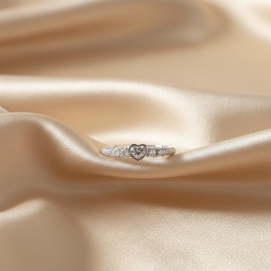 Anel Renda Italiana Coração Zirconia no Aro