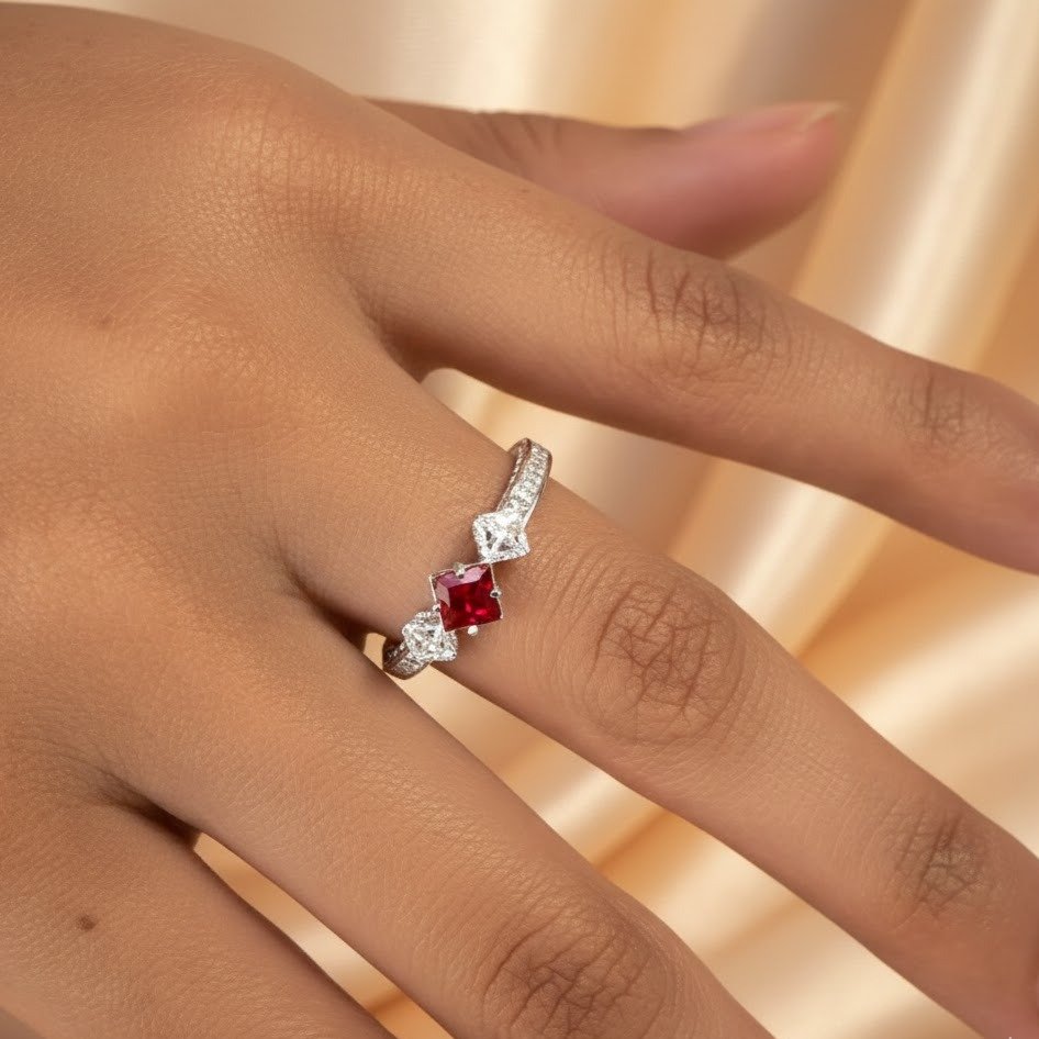 Anel Renda Italiana Vermelho Bela