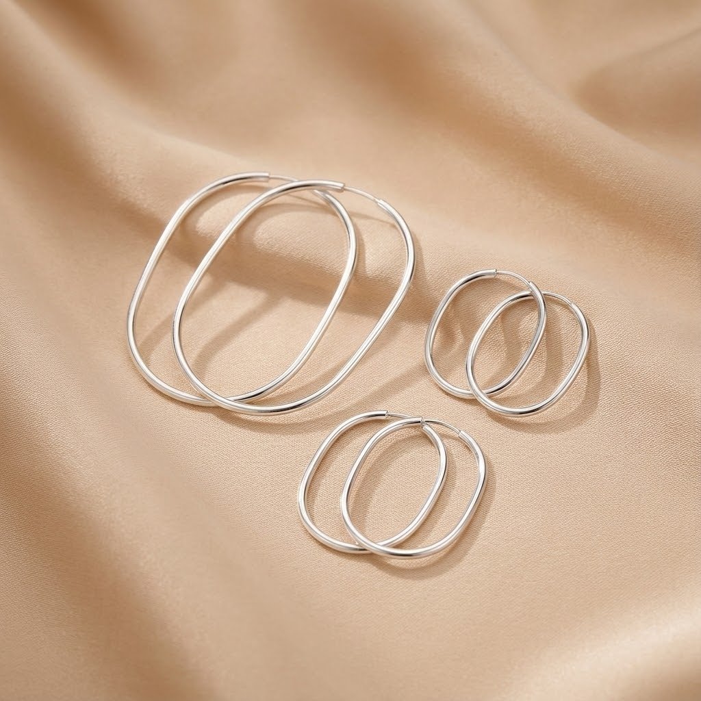 Brinco Argola Oval - Prata 925