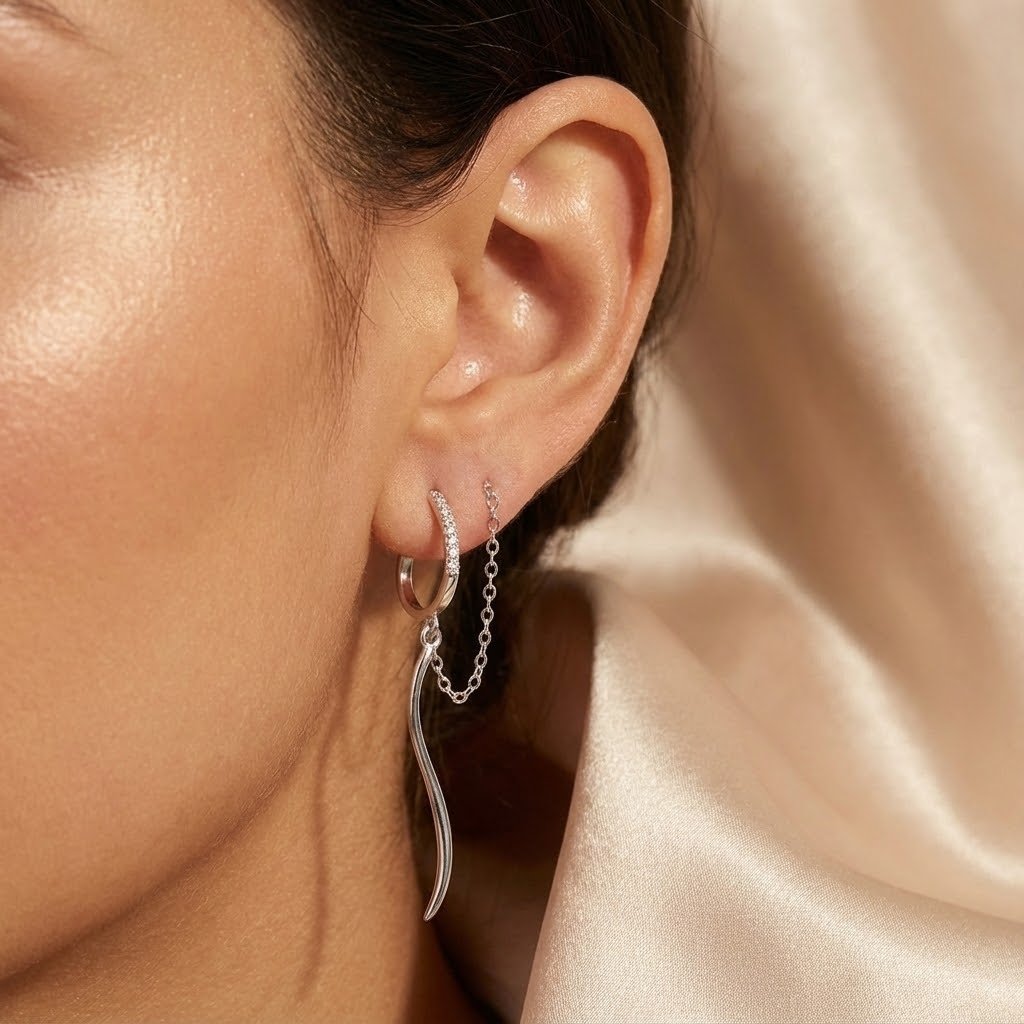 Brinco Duplo Corrente Love