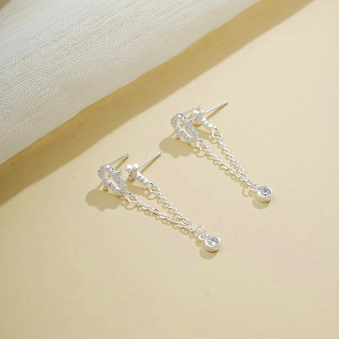 Brinco Mão de Fátima e Cruz c/ Corrente