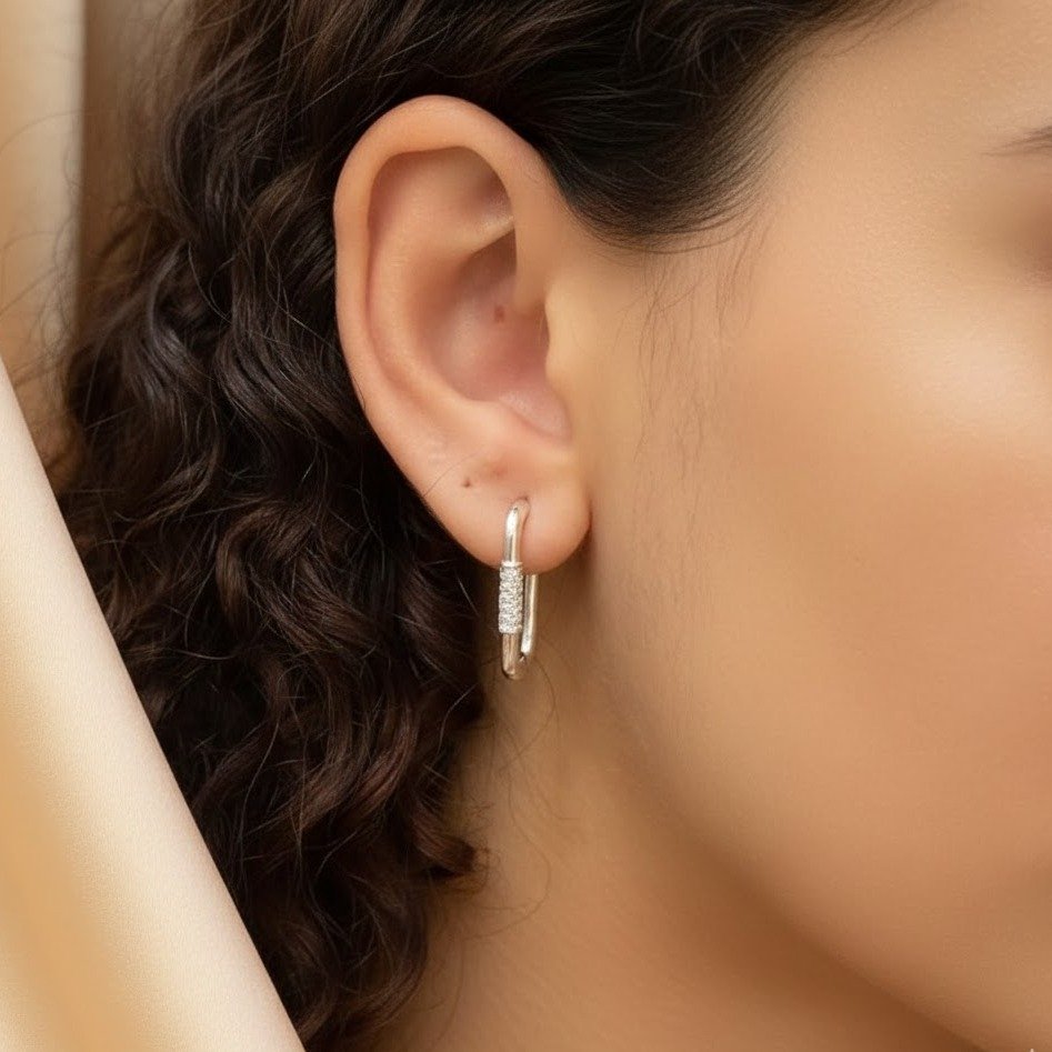 Brinco Retangular Zircônia