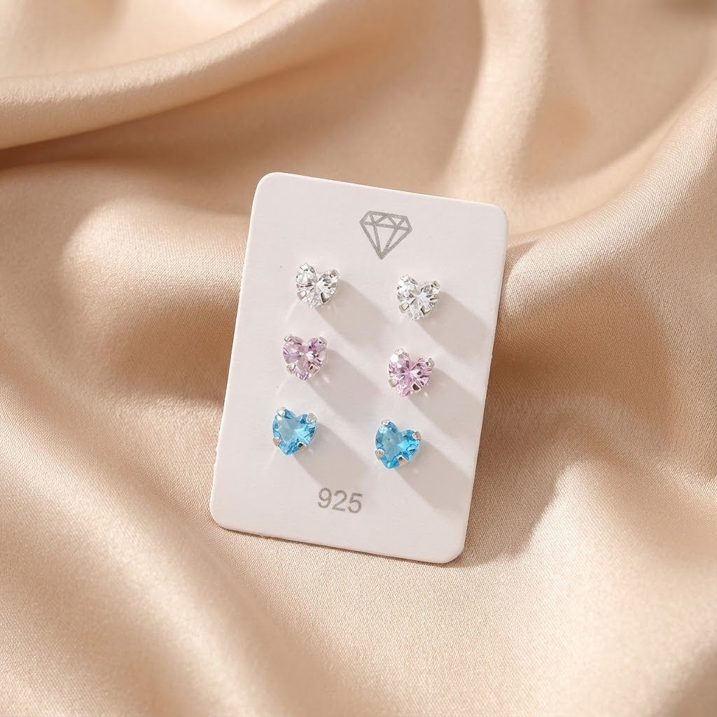 Brinco Trio Corações Colors