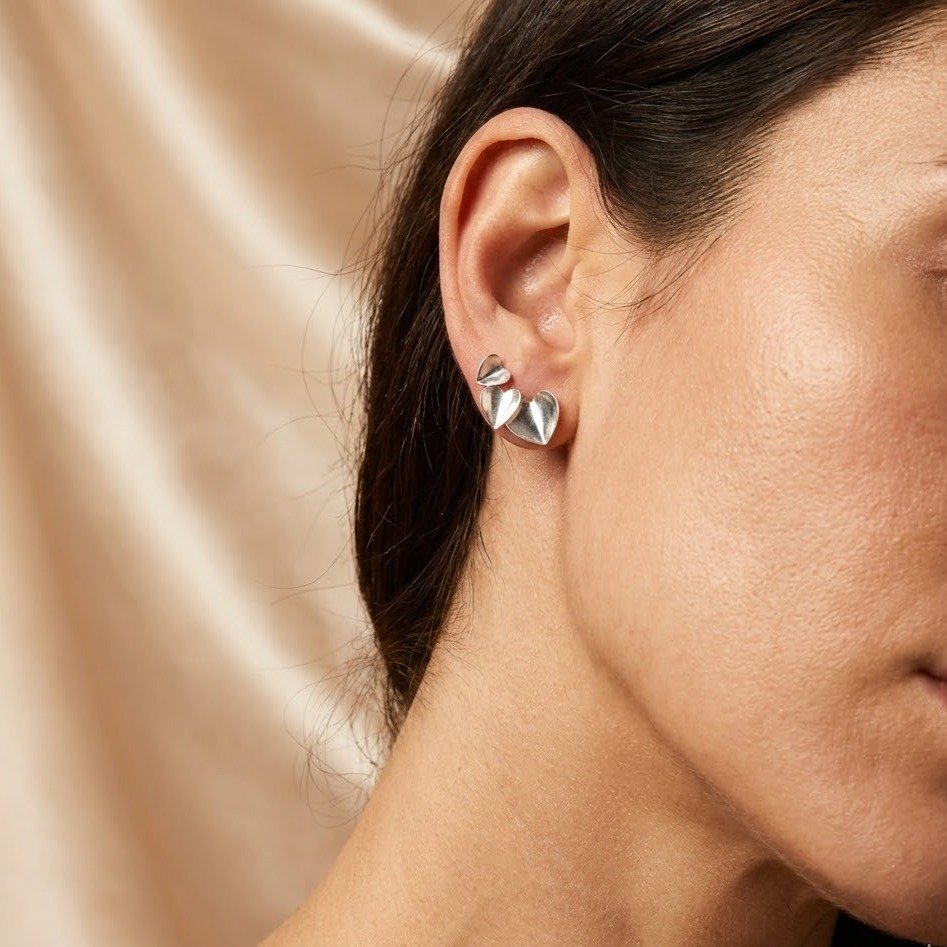 Brinco Trio Corações Origami