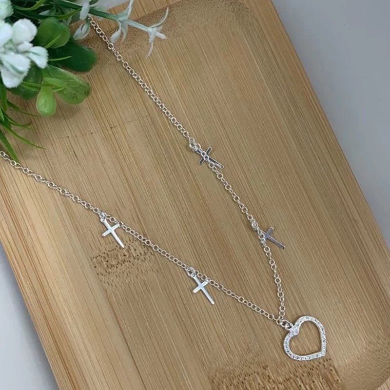Colar Choker Cruz Coração