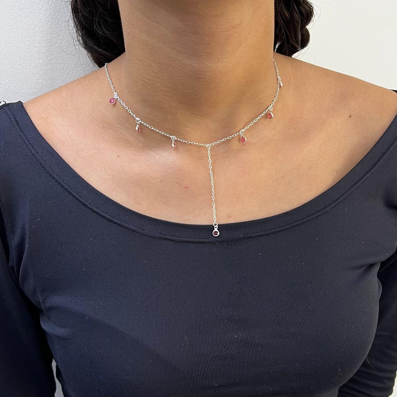 Colar Gravatinha Zircônia Pendurada