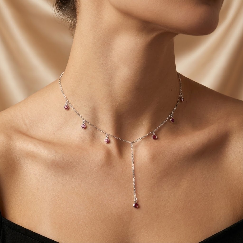 Colar Gravatinha Zircônia Pendurada