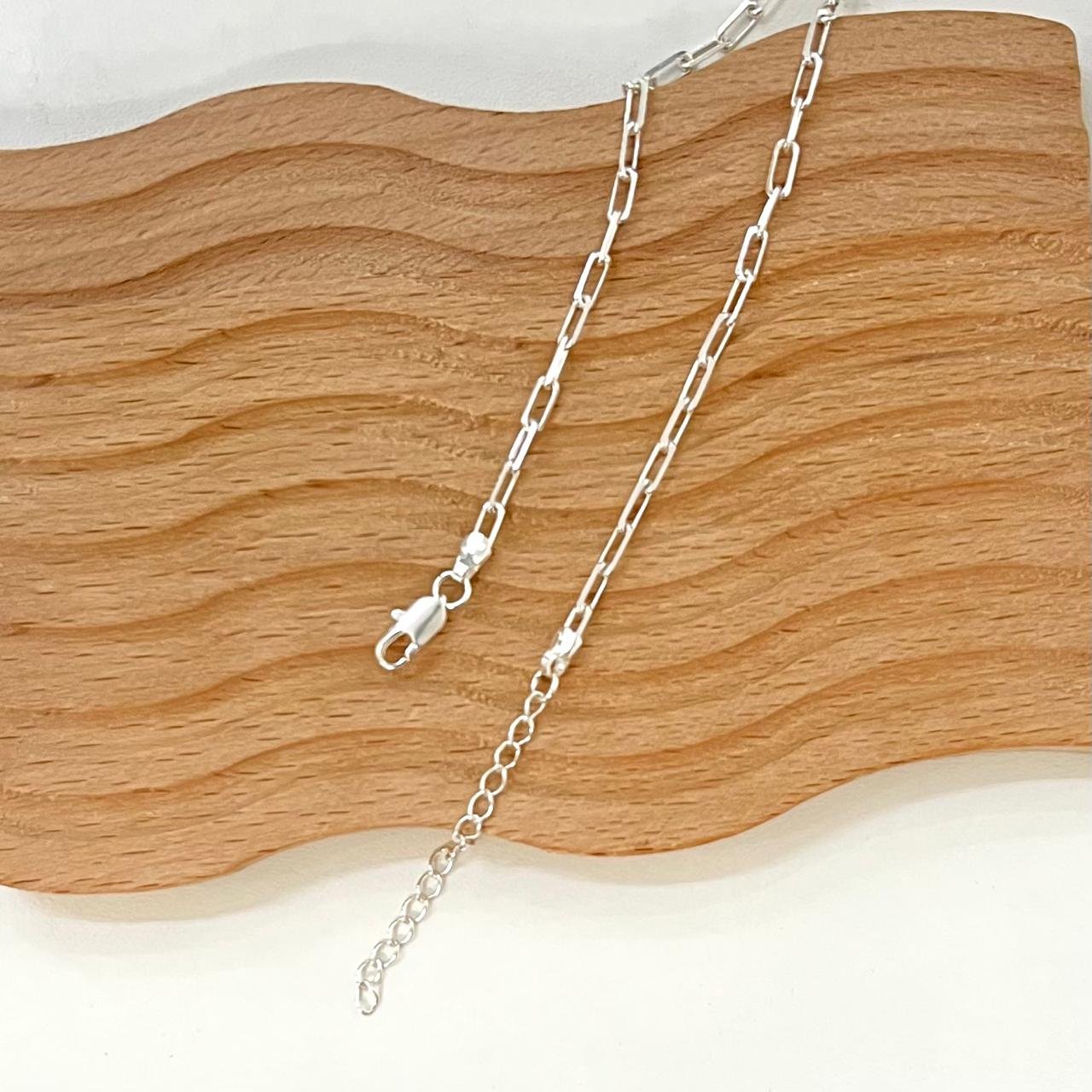 Colar Prata 925 Choker Elos Retangulares