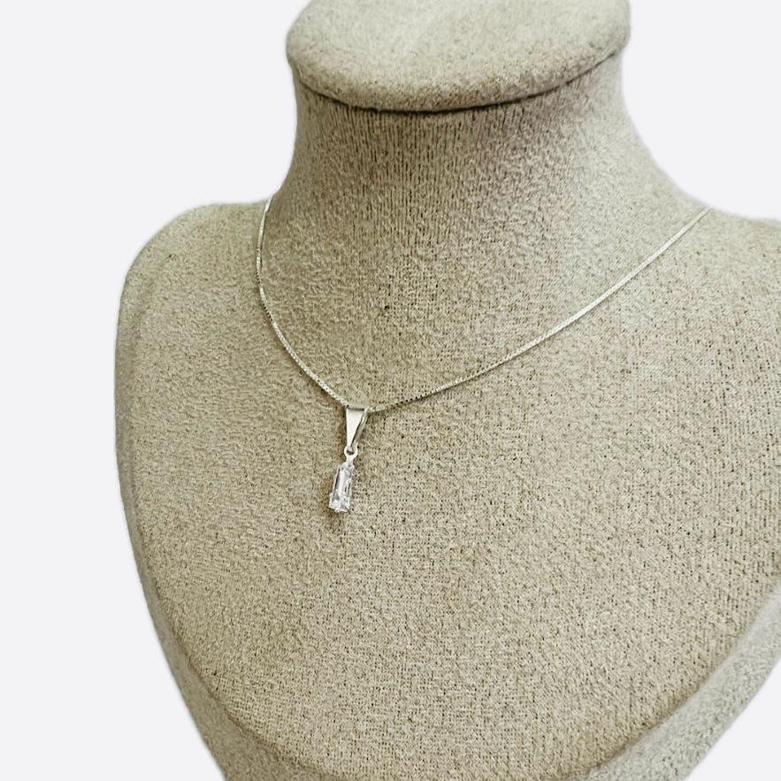 Colar Prata 925 Ponto de luz Palito Zircônia