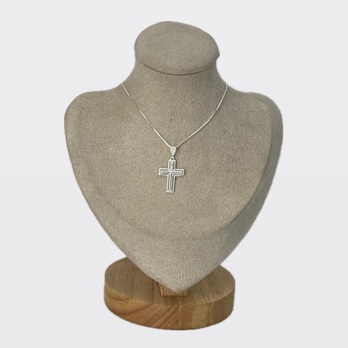 Colar Prata Italiana 925 Cruz Vazada