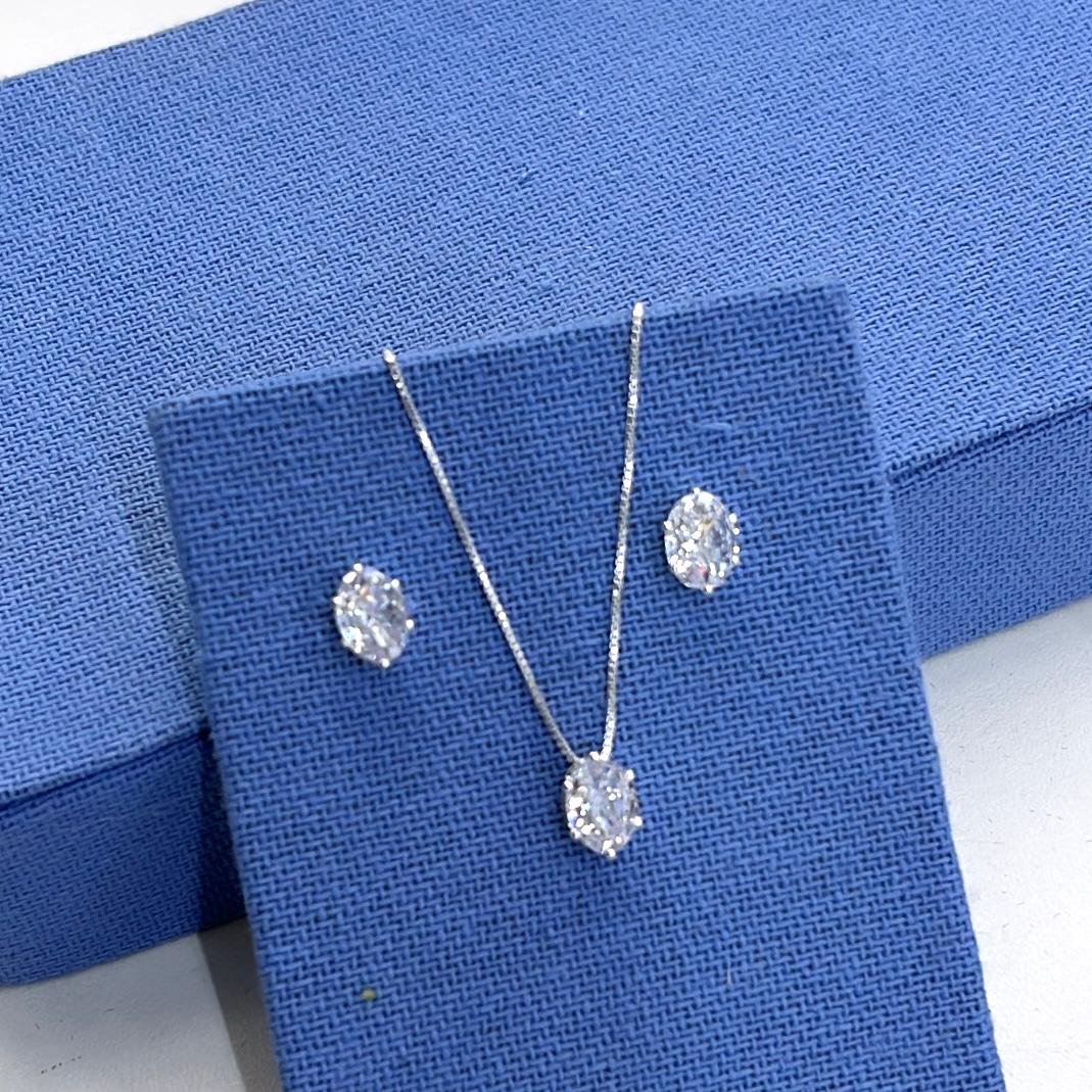 Conjunto Ponto de Luz Zirconia Oval