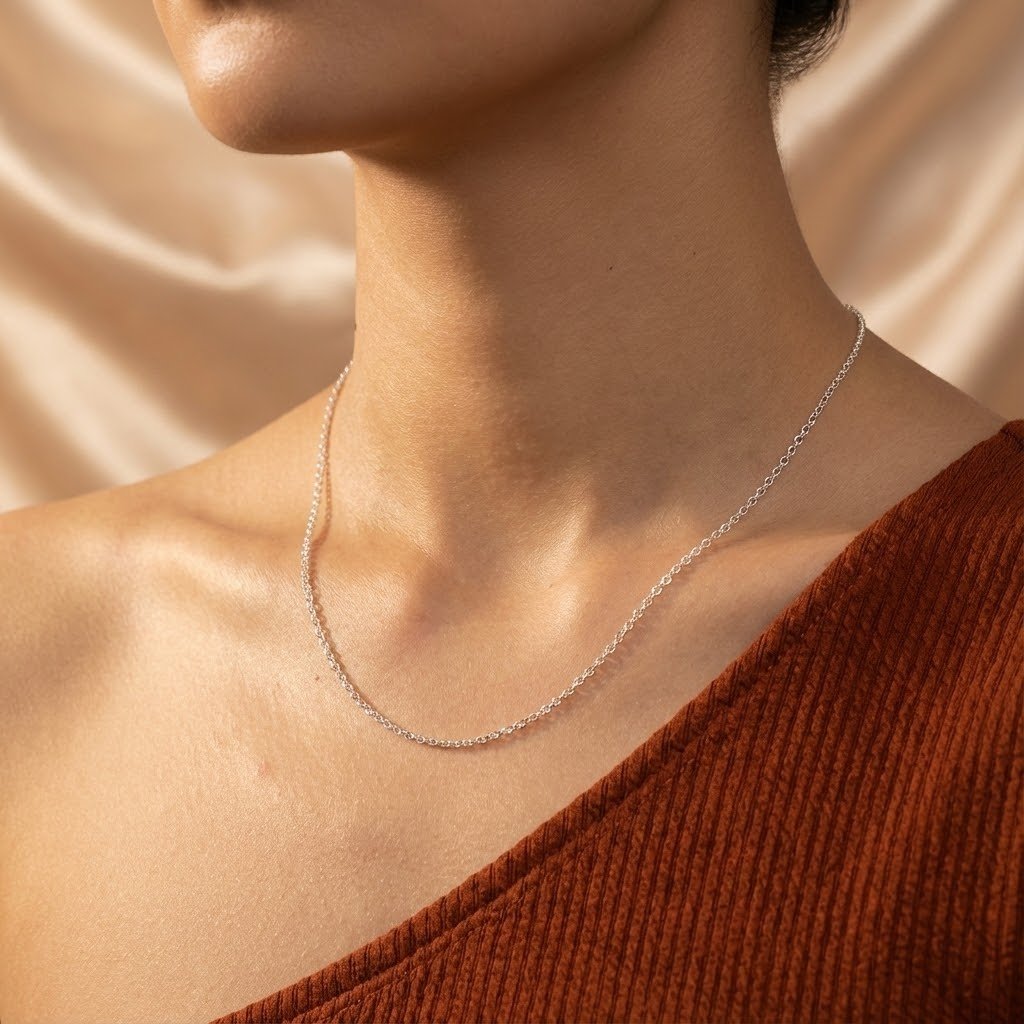 Corrente de Prata Elo Português 45 cm