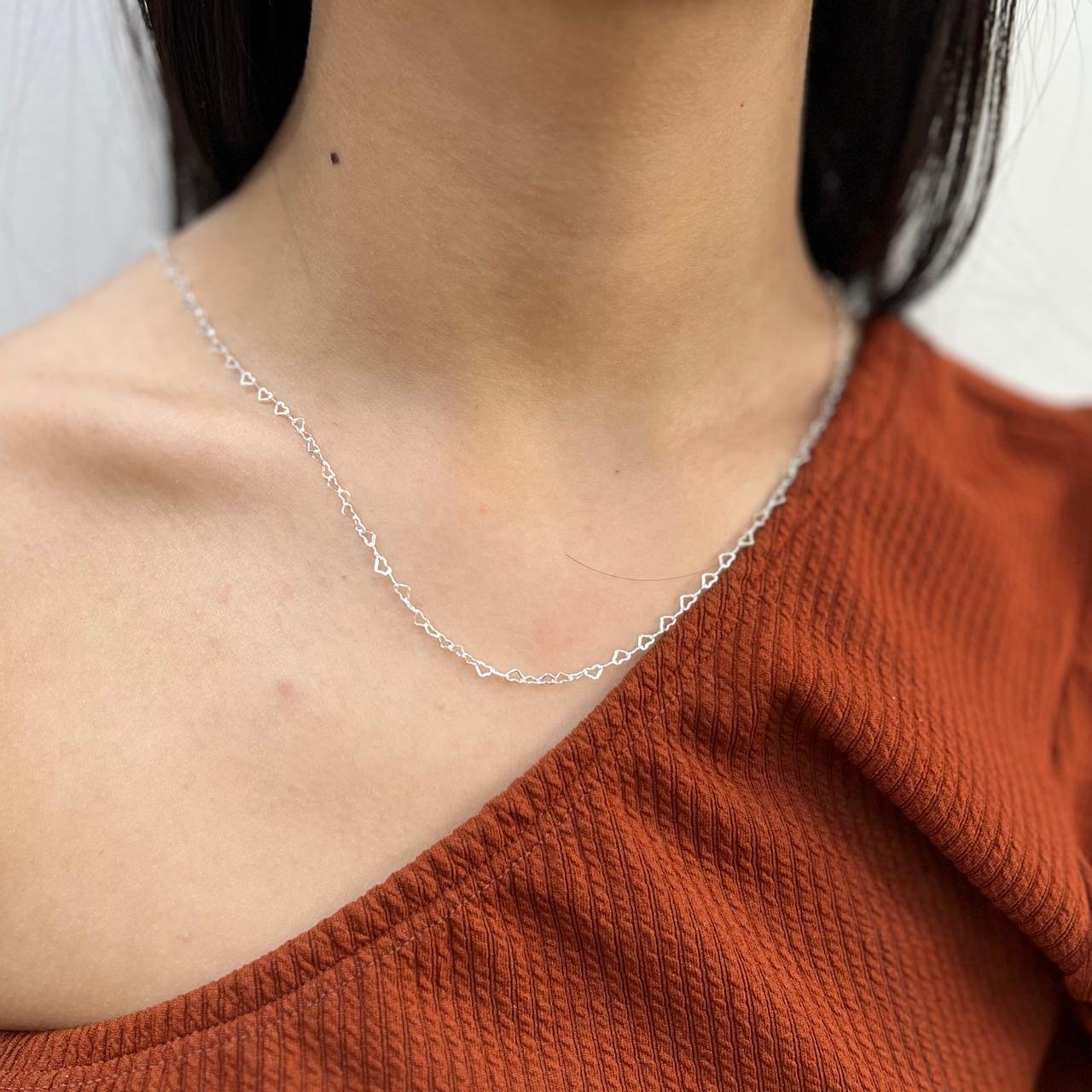 Corrente Elo Corações 45 cm