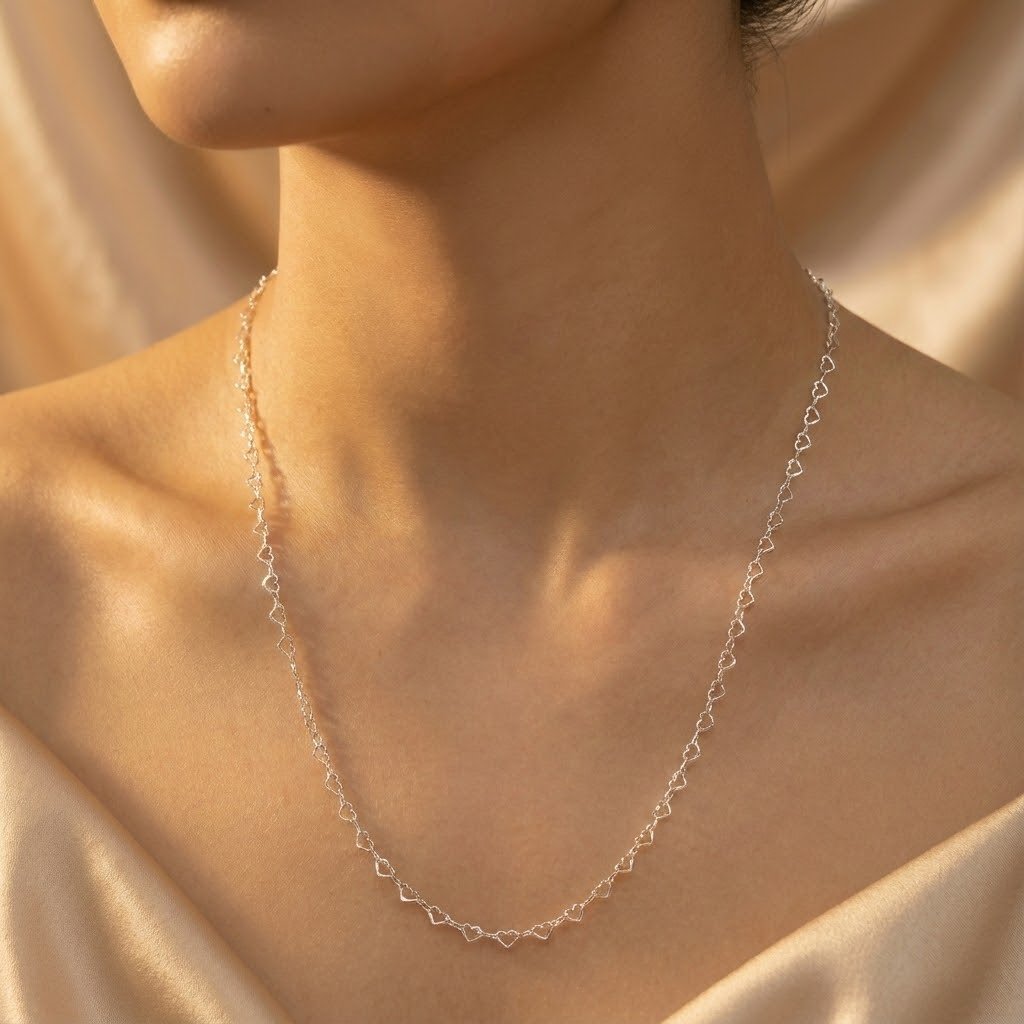 Corrente Elo Corações 45 cm