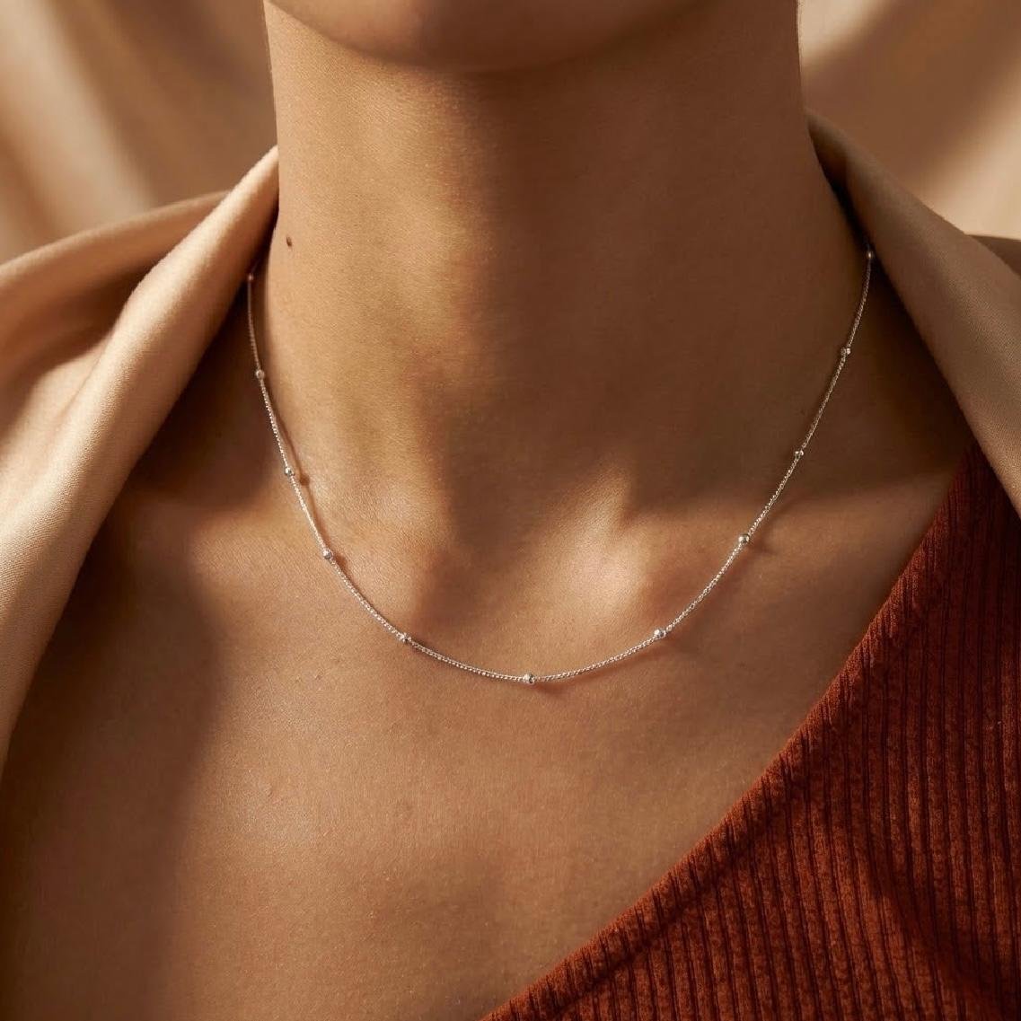 Corrente Prata 925 Bolinha Veneziana 40 cm