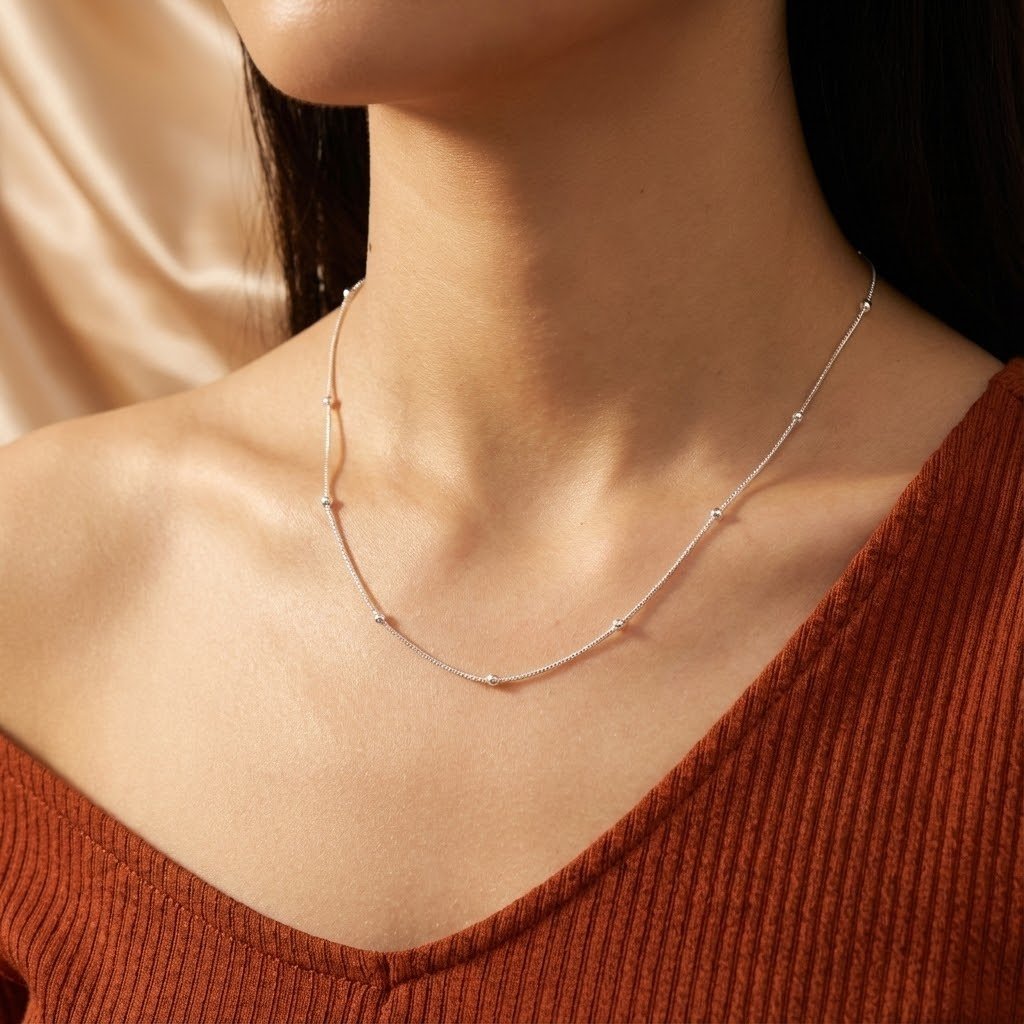 Corrente Prata 925 Bolinha Veneziana 50cm