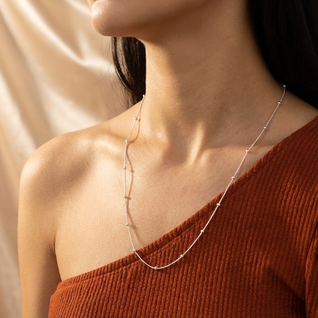 Corrente Prata 925 Bolinha Veneziana 60 cm