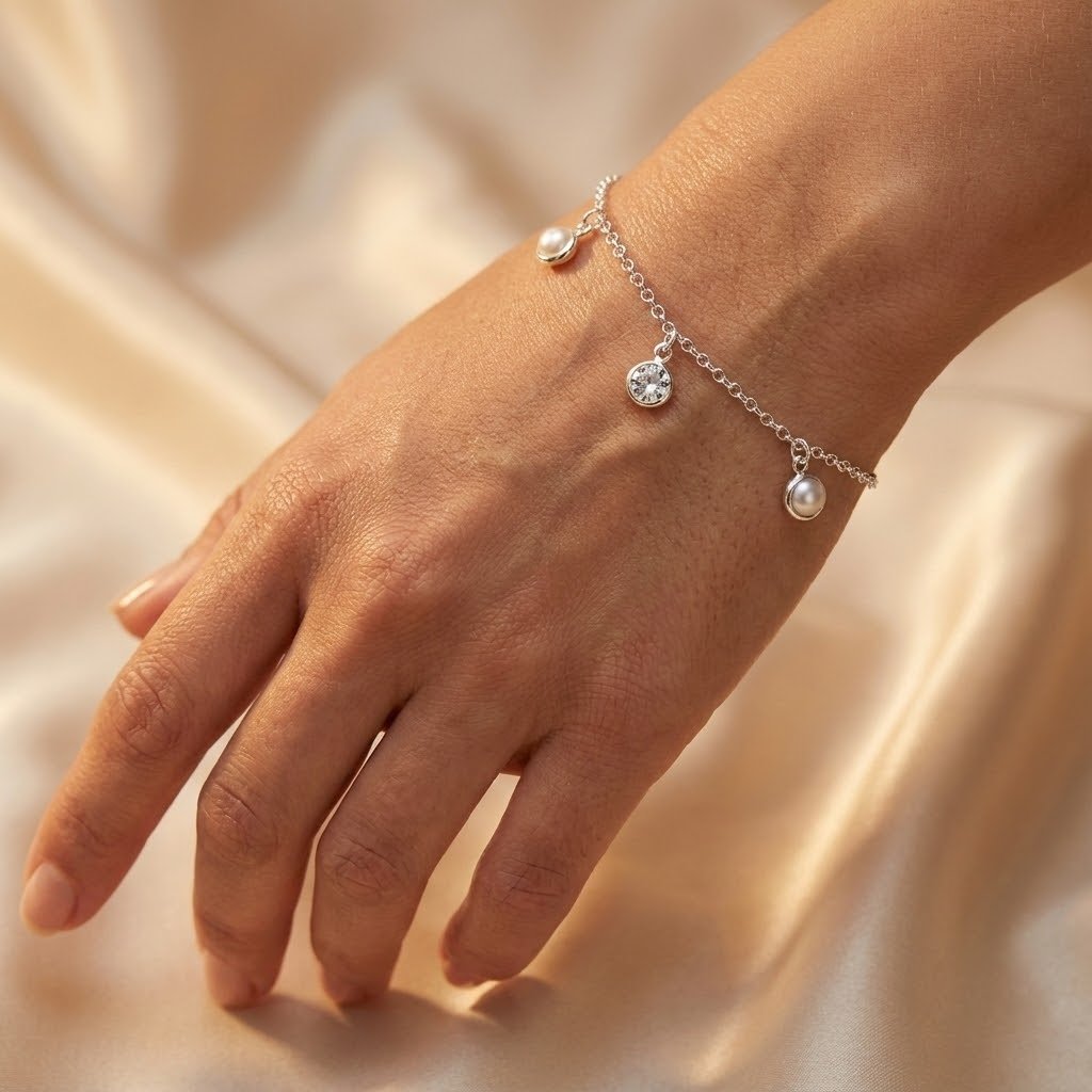 Pulseira Pérolas e Zirconia